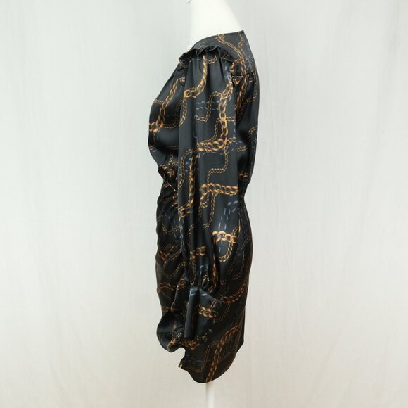 L'Academie Joyce Mini Dress Chain Print Black Size XS  Fashionable Party Look - Picture 7 of 12